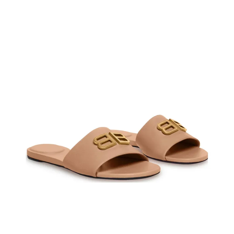 Balenciaga Groupie Slip-Resistant Slide Slippers Women's Beige-2