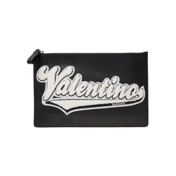 Valentino Leather Wallets Clutches Regular Unisex Black