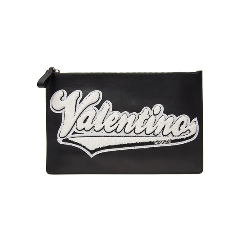 Valentino Leather Wallets Clutches Regular Unisex Black-0