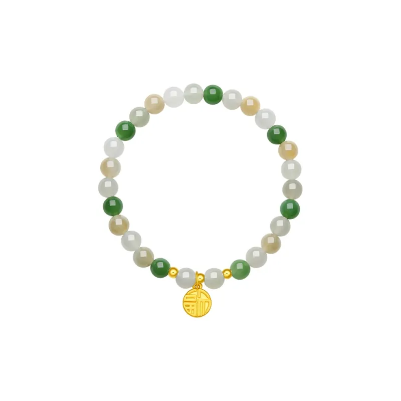 ZHOU LIU FU Gold Hetian Jade 'Lotus Of Blessings' Solid Gold Fixed Price Bracelets Women's-2