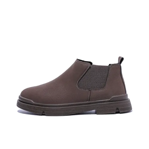 HUANQIU Ankle Boots Men Khaki