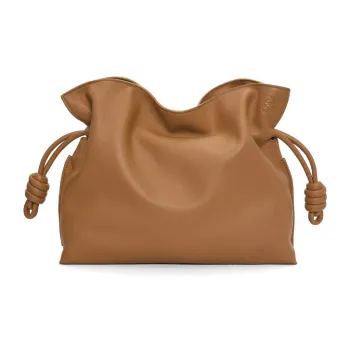 LOEWE Flamenco Napa Calf Leather One Shoulder Clutch Tubas Women's Brown