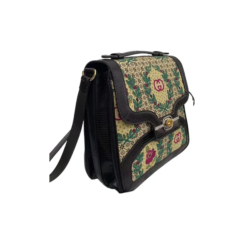 GUCCI Canvas With Leather Messenger Bag, Small Square Bag, Shoulder Bag Women's-2