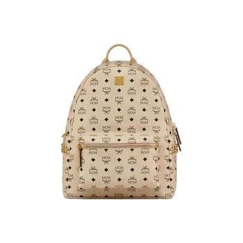 MCM Canvas Backpack Medium Size Unisex Beige