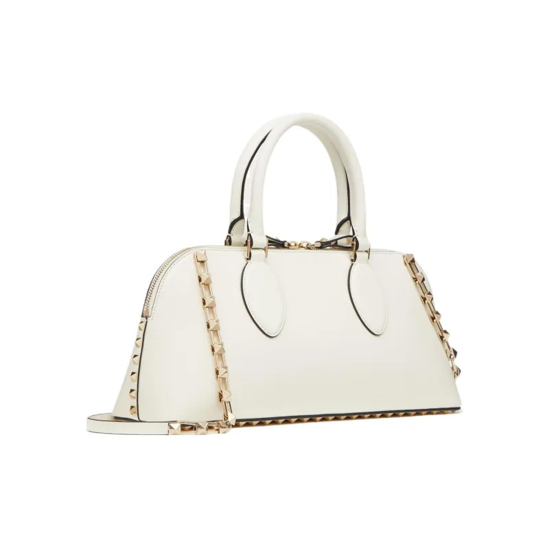 Valentino ROCKSTUD Calfskin One Shoulder Handbags Women's Ivory-1