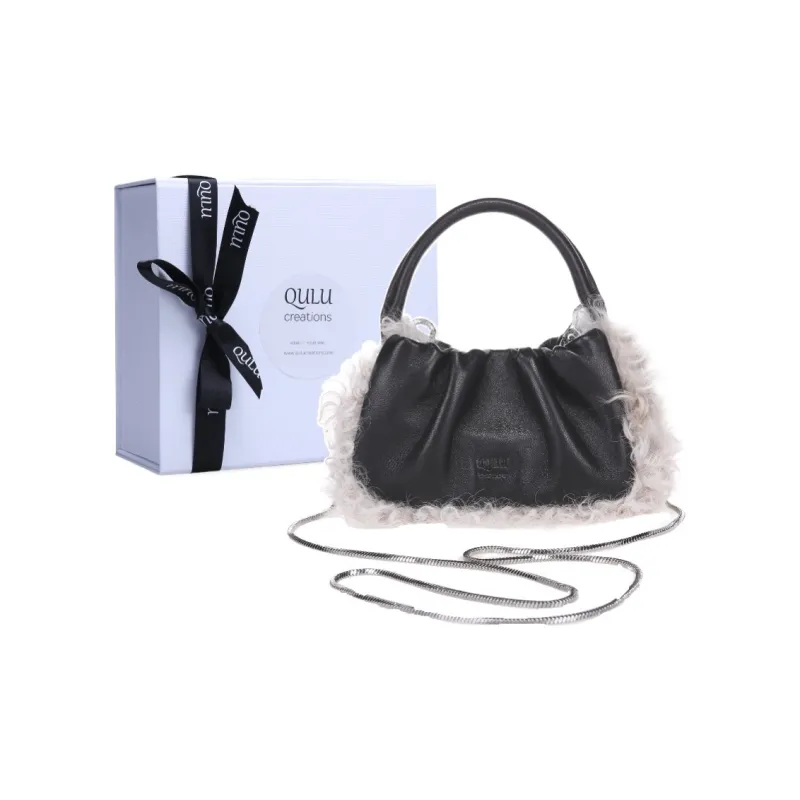 QULU Sheepskin Shoulder Bag Crossbody Bag Handbag Mini Women's White-48