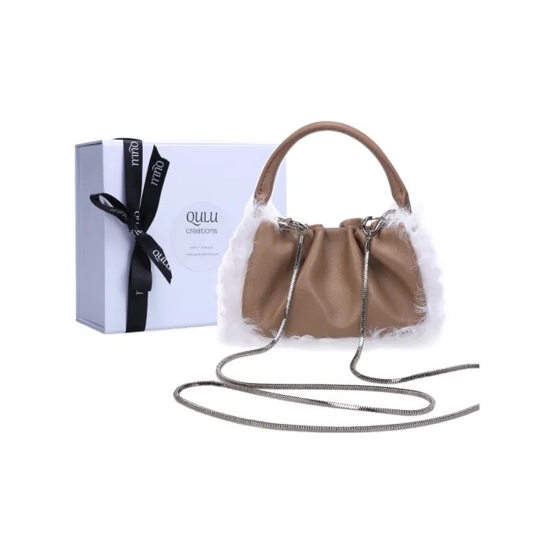 QULU Sheepskin Shoulder Bag Crossbody Bag Handbag Mini Women's White-40