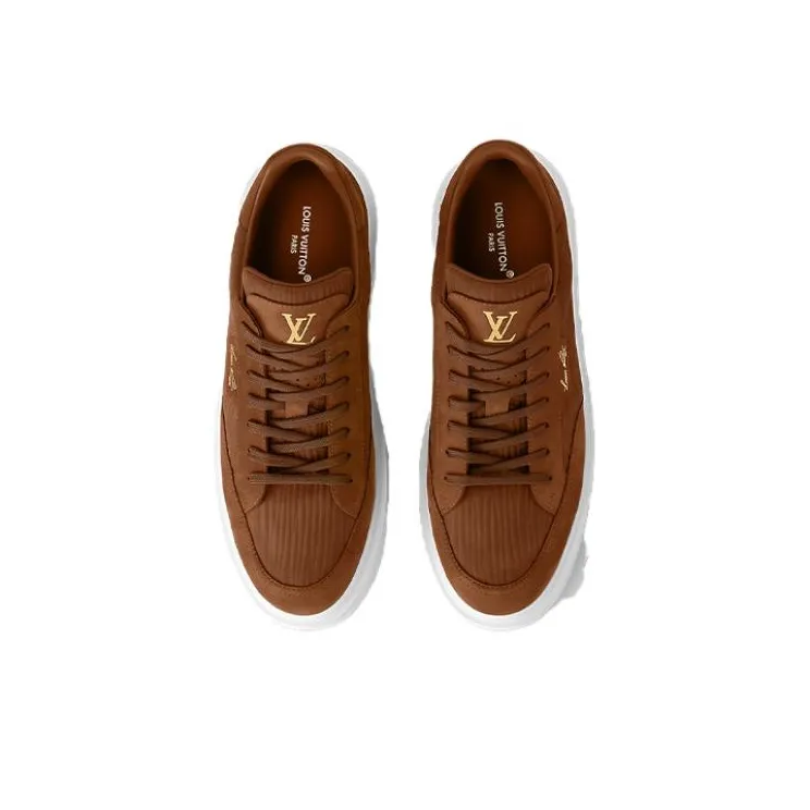 LOUIS VUITTON Beverly Hills Low Top Skateboard Shoes Men's Brown-3