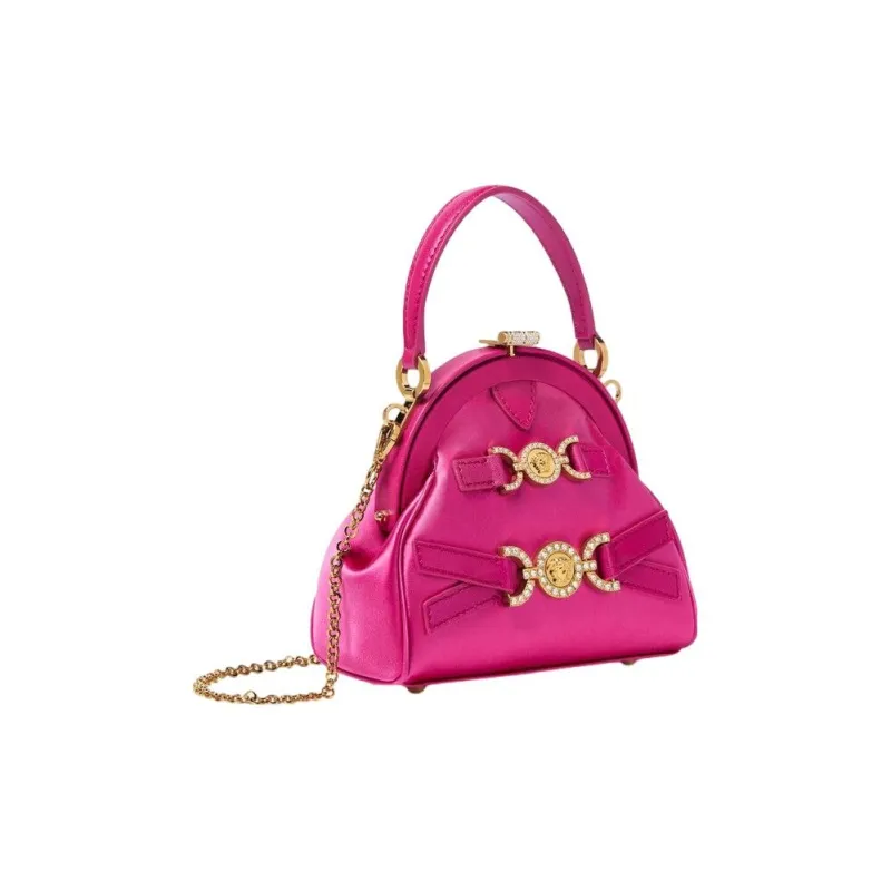 VERSACE Viscose Blend With Sheepskin One Shoulder Handbags Women's Fuchsia-1
