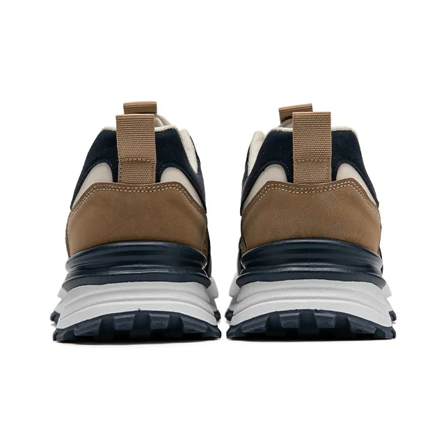 Warrior Shock Absorbers With Slip Resistant And Abrasion Resistant Properties Low Top Chunky Sneakers Men's Beige Brown-4