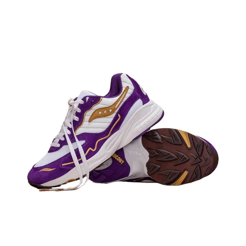 Claima x Saucony 3D Grid Hurricane Slip-Resistant Low-Top Running Shoes Men's White Purple-3