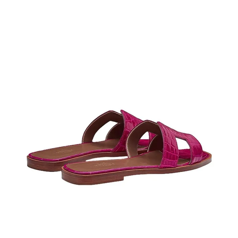 HERMES Rubber Sole Slide Slippers Women's Fuchsia-4