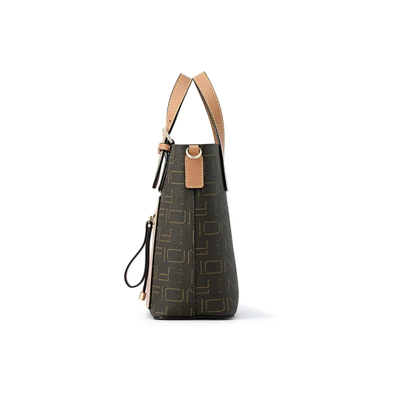 FION Fabric Commute Bag, Tote Bag, Shopping Bag, Handbag, Shoulder Bag, Crossbody Bag Women's Coffee & Camel-4