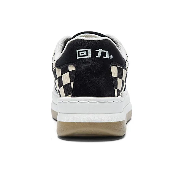 Warrior Checkerboard White Sneakers Lightweight Low Top Canvas Shoes Women's Beige Black-2