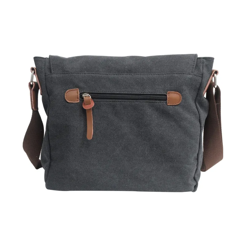 Slazenger Cow Leather Canvas Messenger Bag Canvas Bag Camera Bag Crossbody Bag Unisex Black/Coffee/Army Green-2