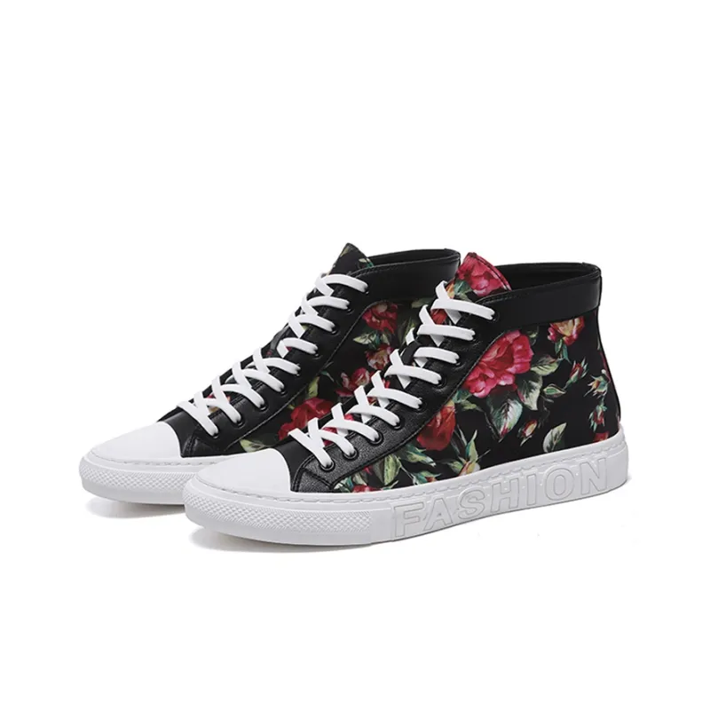 YEDANI High Top Canvas Shoes Men's Black-2