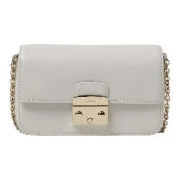 Furla Metropolis Collection Leather Shoulder Bag Crossbody Bag Mini Women's White