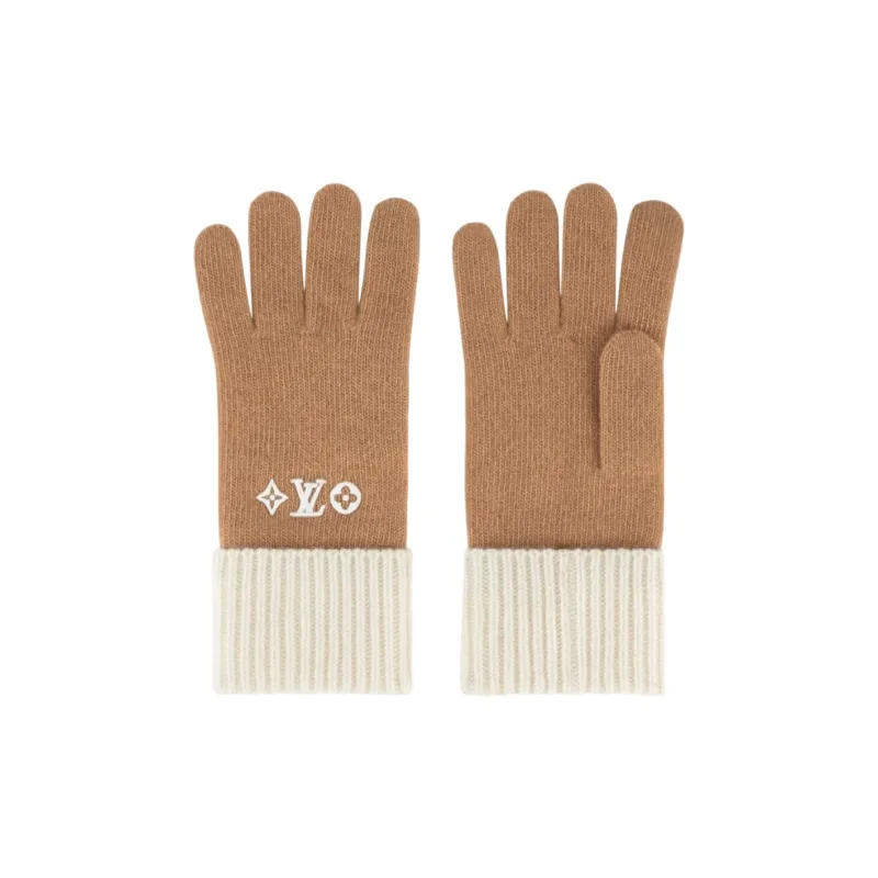LOUIS VUITTON HEADLINE Knit Gloves Women's Brown-0