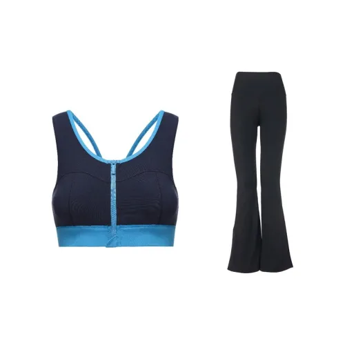 Sumday Athletics Casual Suits Women's Blue Tops With Black Pants