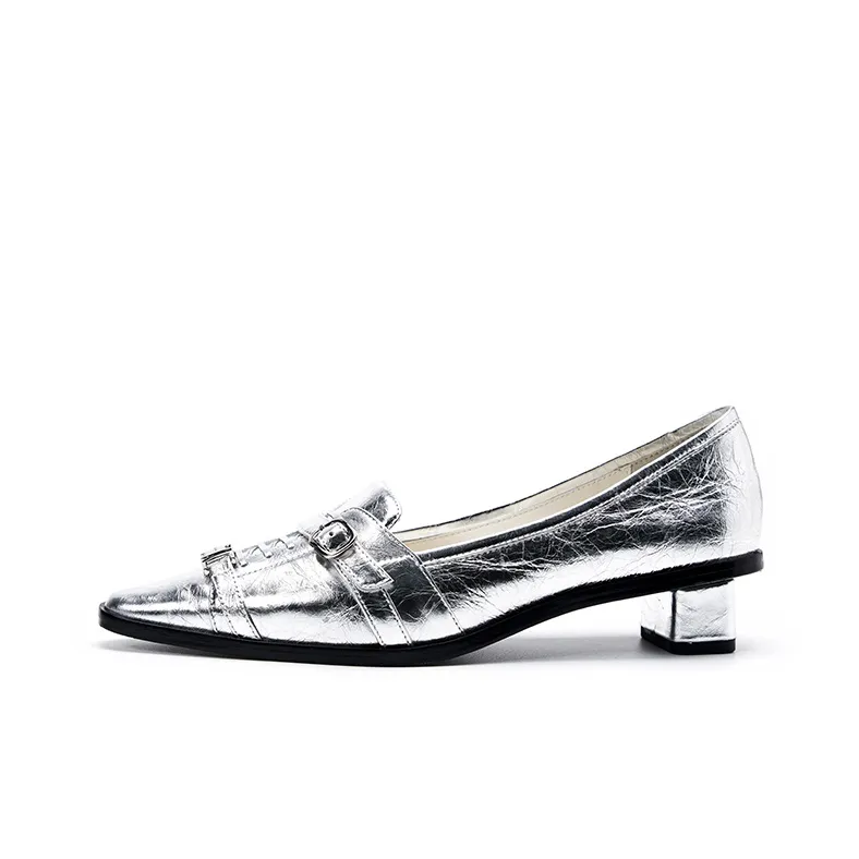R'AZZURRO Casual Single Shoes 3cm Women's Metallic Silver-0