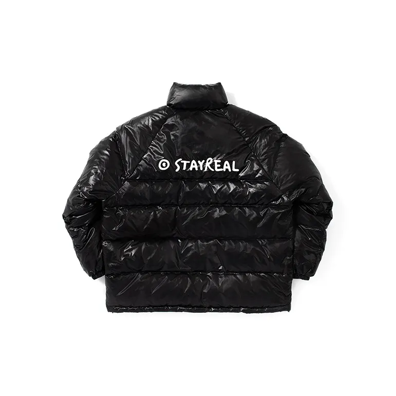 STAYREAL Letter Stand Collar Loose Fit Thickened Down Jacket Unisex-3