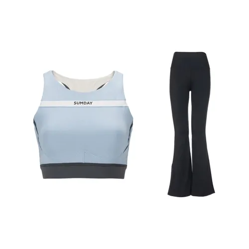 Sumday Athletics Casual Suits Women's Haze Blue Tops+Black Pants