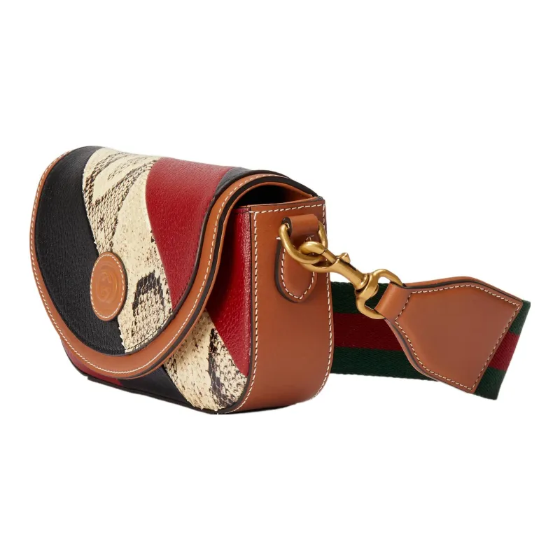 GUCCI Python Skin With Leather Portable Crossbody Bag, Shoulder Bag Women's-1