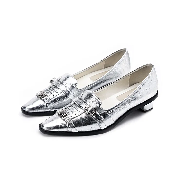 R'AZZURRO Casual Single Shoes 3cm Women's Metallic Silver-1