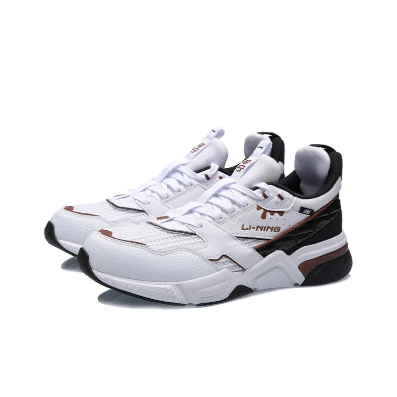 LiNing 001 Anti Slip Wear Resistant Low Top Running Shoes Unisex White Black-2