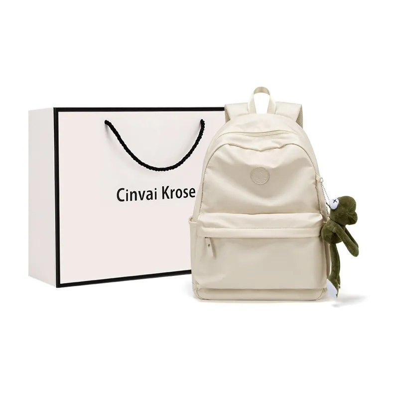 CinvaiKrose Fabric With Synthetic Leather Backpack Large Size Unisex Sage Black-9