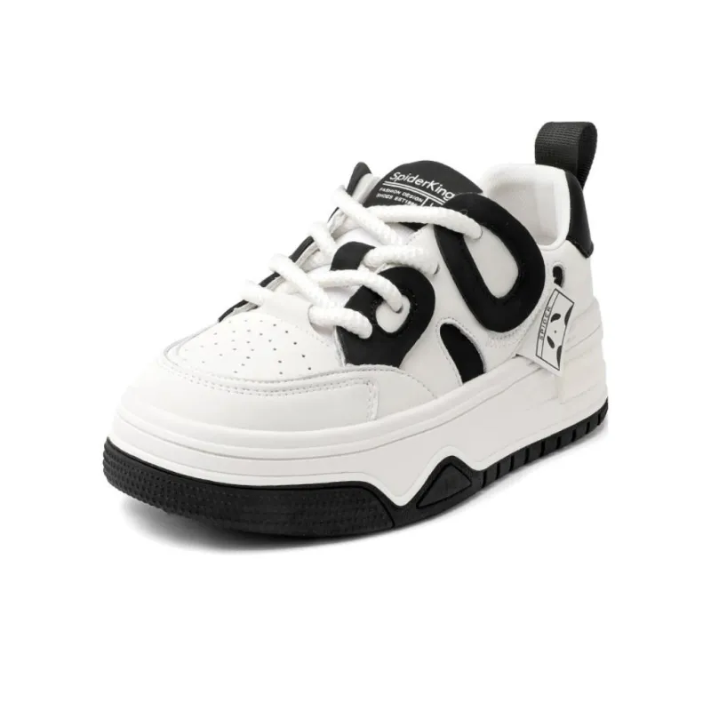 Spider King Low Top Skateboard Shoes Women's Black Beige-1
