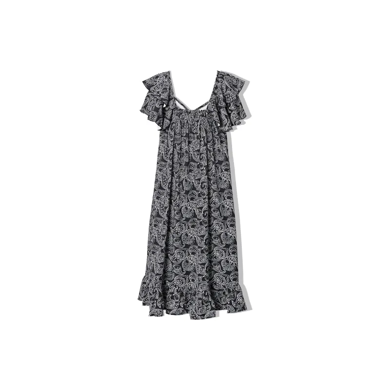 EPTISON WOMAN Short Sleeved Dresses Women's Black With Print-1