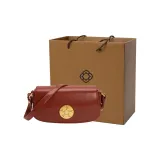 VENOF Cow Leather Shoulder Bag Small Size Women's Su Li Brown/Vintage Red/Fran White