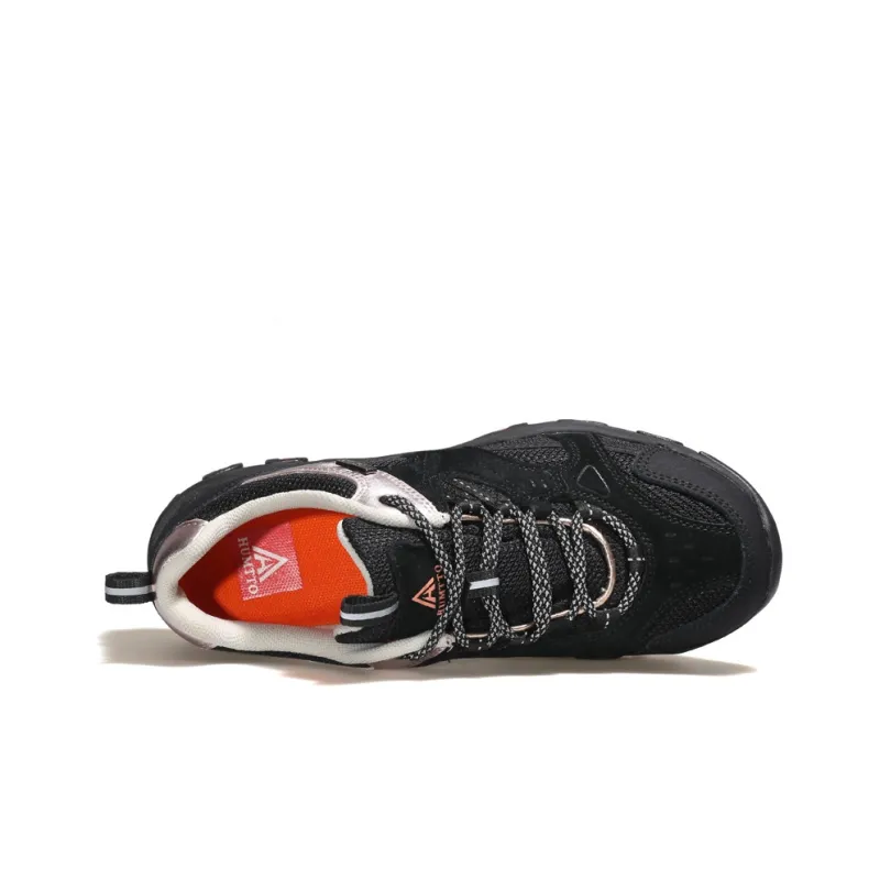 HUMTTO Shock Absorbers With Slip Resistant And Abrasion Resistant Properties Low Top Outdoor Shoes Women's Black Pink-4