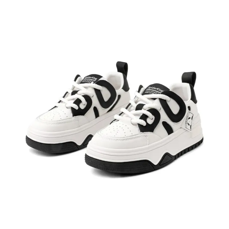 Spider King Low Top Skateboard Shoes Women's Black Beige-2