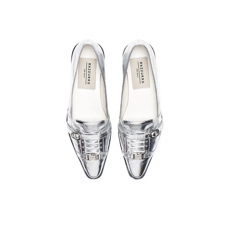 R'AZZURRO Casual Single Shoes 3cm Women's Metallic Silver-2