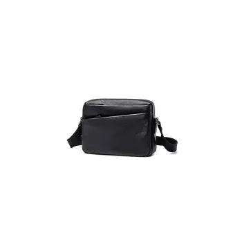 BJIAX Top Grain Cow Leather New Arrival Fashion Advanced Touch-Sensitive Square Bag Men's Black