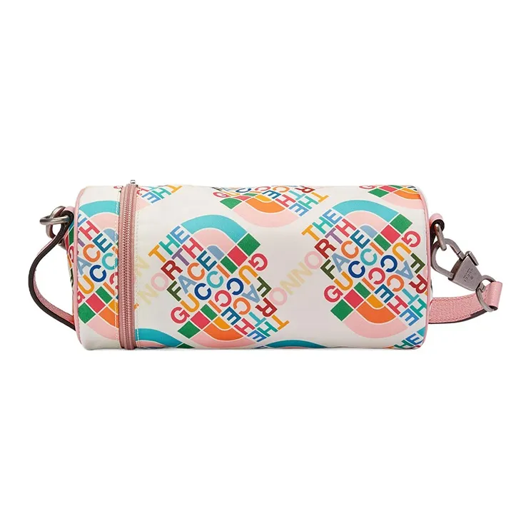 GUCCI The North Face Collaboration Nylon Cylinder Bag Water Bottle Bag Shoulder Bag Crossbody Bag Women's White & Pink-0