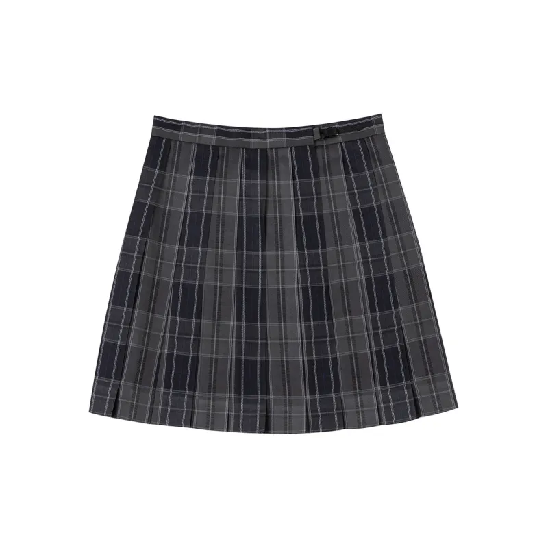 Tokyo Season Casual Short Skirts Women's Carbon Fiber Estate Plaid Skirt-1