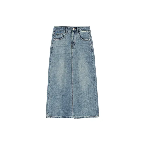 COVER TIME Denim Long Skirts Women's Blue