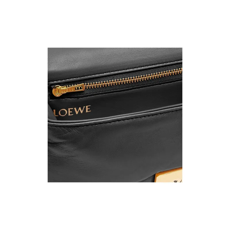 LOEWE Goya Shiny Nappa Sheep Leather Shoulder Bag Crossbody Bag Mini Women's Black-6
