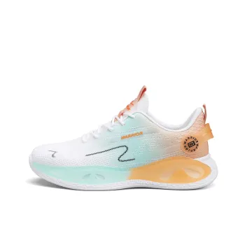 Warrior Anti Slip And Wear Resistant Rebound Cushioning Low Top Casual Shoes Men's White Green Orange