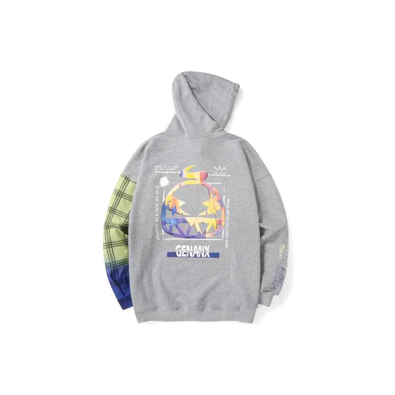 GENANX Hooded Loose Fit Regular Sweatshirt Unisex Heather Gray-1