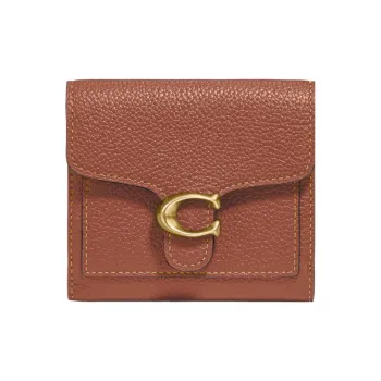 COACH Tabby Leather Card Holder Wallet Mini Women's Saddle Brown