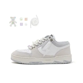 Resistant To Connectivity Lightning Shoes Low-Top Skateboard Shoes Unisex White Gray