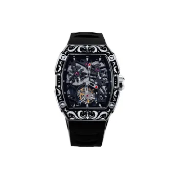 VRQ Universe N2 Mechanical Movement Rubber Strap Watch Men's Watches Cut Out Dial