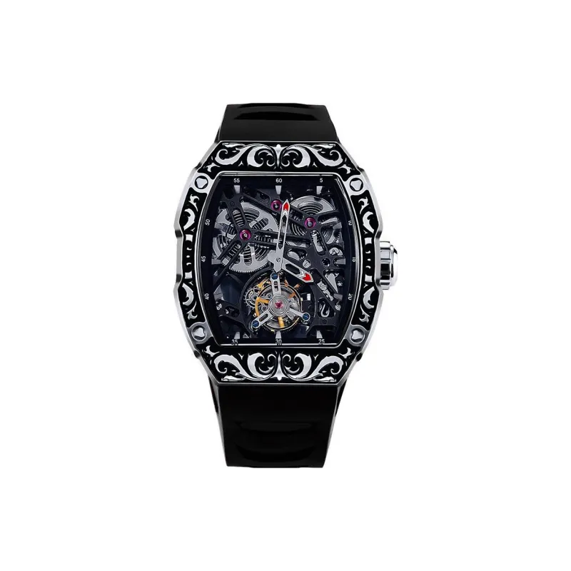 VRQ Universe N2 Mechanical Movement Rubber Strap Watch Men's Watches Cut Out Dial-0
