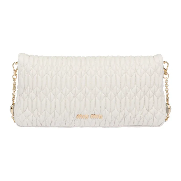 MIU MIU Sheepskin Shoulder Bag Baguette Bag Shoulder Bag Women's White-2