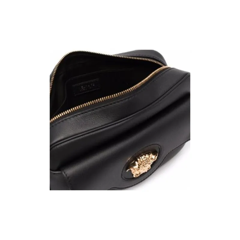 VERSACE Leather Shoulder Bag Crossbody Bag Women's Black-3