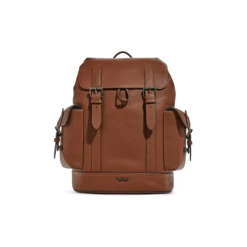 COACH Hudson Cow Leather Backpack Large Size Men's Gray Copper Saddle